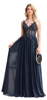 Produktbild von Misshow s langes Abendkleid für Zeremonien mit Pailletten und Perlen, m