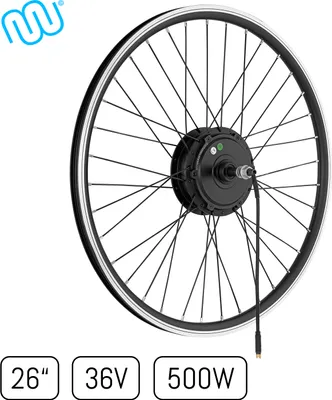 Obrázok produktu pre windmeile | E-Bike Hinder wheel hub motor, špicatý, čierny, 26", 36V/500W, e-bike, elektrobicykel, pedelec