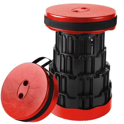Image de Lot de 2 tabourets télescopiques ronds - Tabourets de camping pliables - Réglables en hauteur de 9 à 43,5 cm - Capacité de charge : 200 kg - Assise Ø 25 cm - Plastique PP - Couleur B