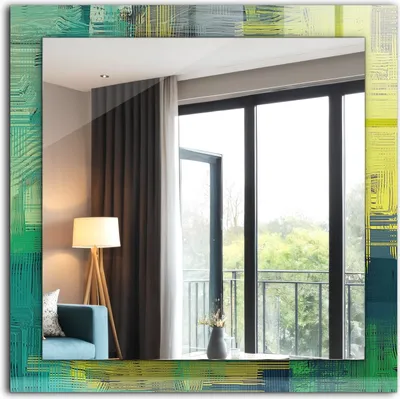 Produktbild von Bedruckter Spiegel - Wandspiegel - Dekorativer - Modern - 60x60 cm - Abstrakte Farbkomposition
