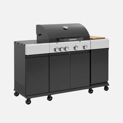 Produktbild von sweeek - Gasgrill 4 Brenner + 1 Seitenbrenner - Schwarz