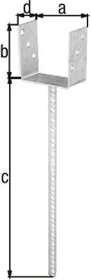 Produktbild von U - Pfostenträger 101 x 100 mm - zum einbetonieren mit Dolle extra lang 400 mm