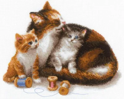 Produktbild von Garnstickset - Katze mit Kätzchen