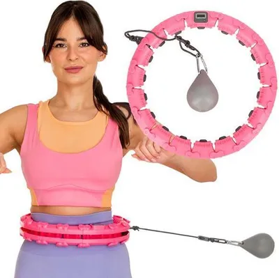 Obrázek produktu pro Fh03 Růžový Hula Hop Se Závažím A Protipólem