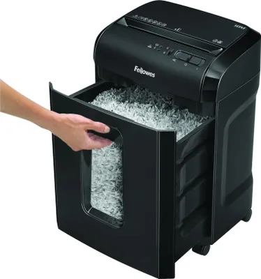Zdjęcie produktu dla Fellowes Powershred 10M, Rozdrabnianie mikro-cięte, 2 x 12 mm, 19 l, 4 szt., 10 min, P-5