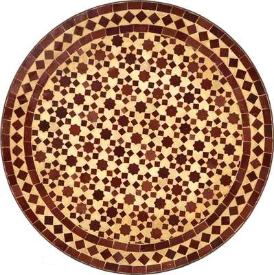 Produktbild von Runder Mosaik Gartentisch Zellige-Muster Bordeaux Terracotta Ø 60 cm, 75 cm hoch für 2 Personen