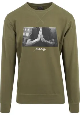 Productafbeelding van Heren sweater Mr. Tee Pray Crewneck, olijgroen - maat L