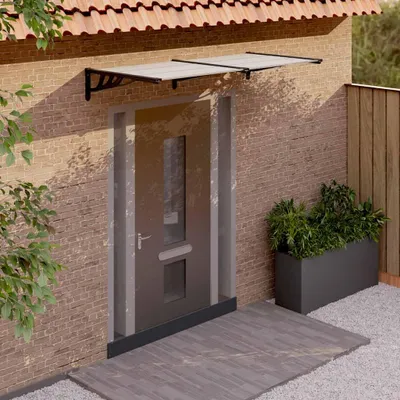 Immagine prodotto di Tettoia della porta Policarbonato nero e trasparente 199x90 cm
