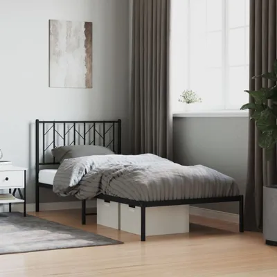 Produktbild von Möbel Bettgestell mit Kopfteil Metall Schwarz 90x190 cm - Klassische Betten 374429