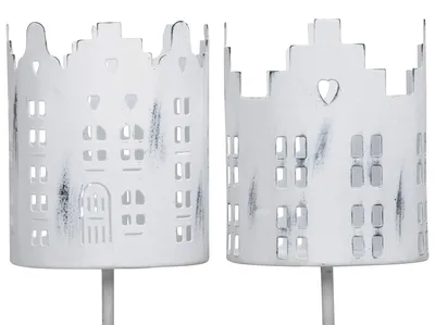 Immagine prodotto di Set di 2 portacandele in metallo bianco Ø 8 x 10 cm