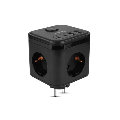 Zdjęcie produktu dla Huslog przedłużacz kostka USB i AC HUS1050 3680 W 3 gniazda Schuko 2x USB-A 2x USB-C