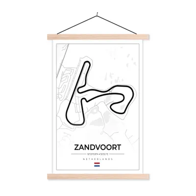 Produktbild von MuchoWow® Textilposter Formel 1 - Rundkurs Zandvoort - Rennstrecke - Niederlande - Weiß 40x60 cm mit holzfarbenen Rahmen - Poster