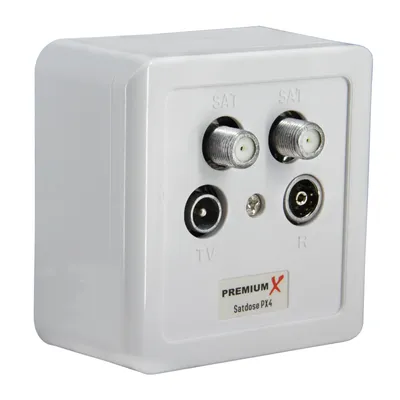 Produktbild von PremiumX PX4 Satdose 4-fach Enddose TWIN Antennendose CLASS A Sat Dose 2x Sat 1x Radio 1xTV | Aufputz + Unterputz