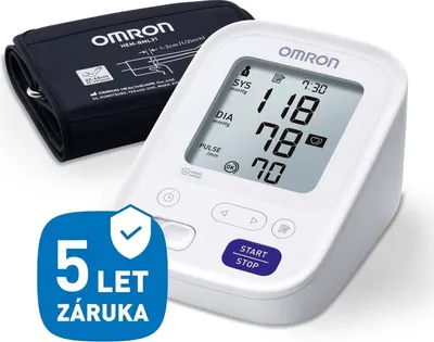 Produktbild von Omron M3, Oberarm, Automatisch, Blau, Weiß, LCD, 2 Benutzer, 40 - 180