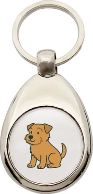 Produktbild von Huuraa Schlüsselanhänger Norfolk Terrier Comic Norfi Metall Schlüsselring Einkaufswagenchip Geschenkidee