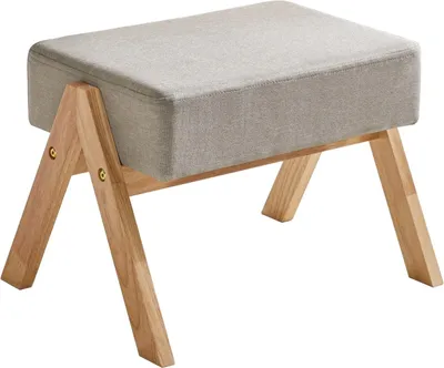 Productafbeelding van Famanu voetenbank - Stabiele, A-vormige stoel - Modern en comfortabel - Grijs - Geschikt voor woonkamer en slaapkamer - 40 x 28 x 30 cm