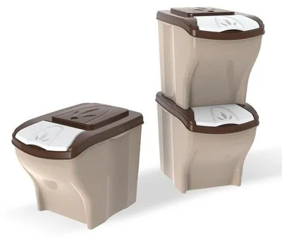 Image de Set de 3 bacs de stockage - 20 L - Beige