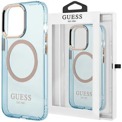 Produktbild von Guess Guhmp13Mhtcmb Iphone 13 6,1"" Niebieski/Blau Hard Case Gold Outline Transluzent Magsafe
