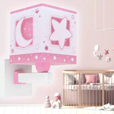 Produktbild von Dalber Kinder Wandlampe Moonlight Mond Sterne Rosa 63239SN