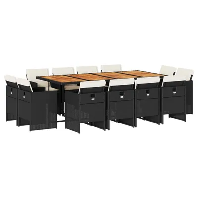 Produktbild von vidaXL 13-tlg. Garten-Essgruppe mit Kissen Schwarz Poly Rattan