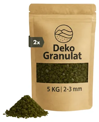 Imagen del producto de Granulado decorativo color verde oliva, de 2 a 3 mm de diámetro, ideal para decorar jarrones, vasos y otros objetos