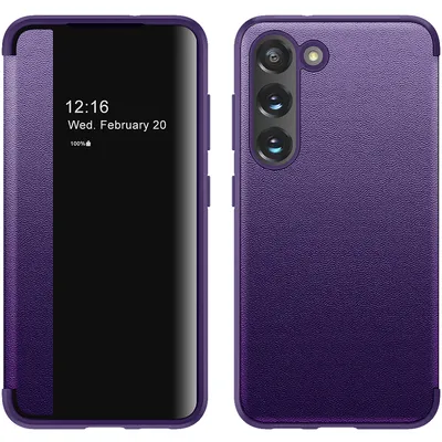 Obrázek produktu pro Pouzdro pro Samsung Galaxy S23+ tenkéPolyuretankožené klopové pouzdro s okénkem pro zobrazení Fialová