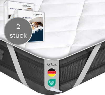 Produktbild von Komfortec 2er Matratzenauflage Set mit 500 g/m² Füllung, Atmungsaktiv Matratzenschoner, Allergiker Matratzenschutz, Weich, 140x200 cm