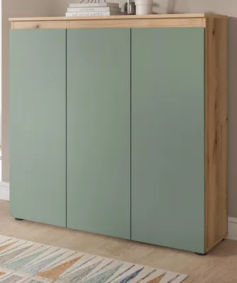 Produktbild von Kommode "Assino" in grün und Evoke Eiche 105 x 111 cm