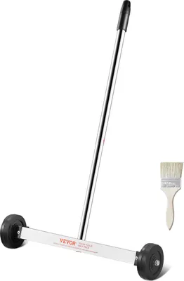 A magnetic sweeper with a brush is displayed against a white background.