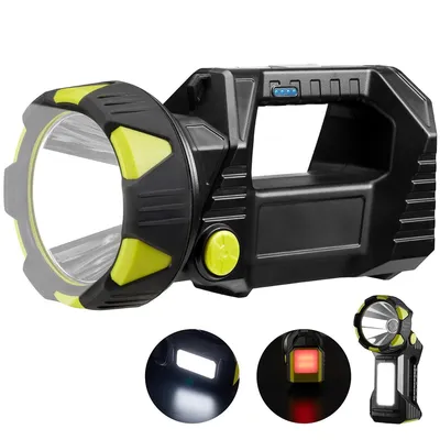 Produktbild von LED-Scheinwerfer, wiederaufladbare Taschenlampe, 90° drehbar, 8 Leuchtmodi mit COB-Lampe & Rücklicht, 4800 mAh Akku, für Camping & Notfälle
