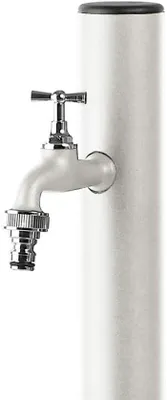 Productafbeelding van Tuinwaterkolom met kraan - Waterzuil buiten - Planten water geven - Met bodembevestiging - 155 cm hoog - Wit