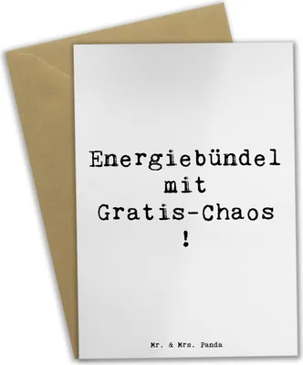 Produktbild von Mr. & Mrs. Panda Klappkarte Spruch Kinder Energiebündel - Weiß - Geschenk, Familie, persönliche Erinnerungen, Chaos, Glückwunschkarte, Humor, Grußkarte, personalisiert