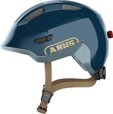 Produktbild von ABUS Kinderhelm Smiley 3.0 ACE LED - Fahrradhelm mit Licht - tiefe Passform & Platz für einen Zopf - für Mädchen und Jungs - Blau Glänzend, Größe M (50-55 cm)