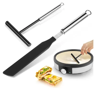 Produktbild von Crepes Verteiler und Spatel, 2 Stš¹ck Edelstahl Crepe Teigverteiler, Teigverteiler fš¹r Crepes, Crepe Maker fš¹r Zuhause Kš¹che Backen Kochen Backwerkzeuge (Spachtel+ Teigverteiler)