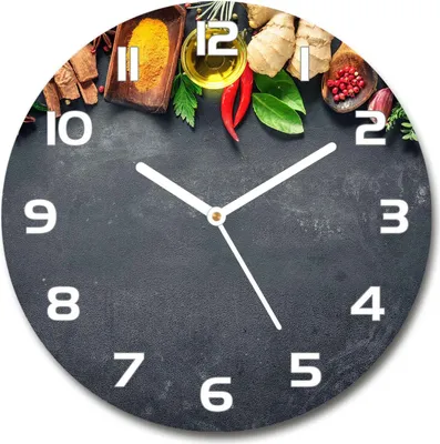 Produktbild von Wanduhr aus Glas 30fi Glasbild Glasuhr Gehärtetes Glas - weisse-zeiger - Herbs and spices