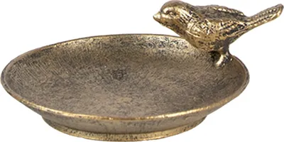 Zdjęcie produktu dla Miska dekoracyjna Clayre & Eef 10x9x4 cm Metalowy ptak w kolorze złotym