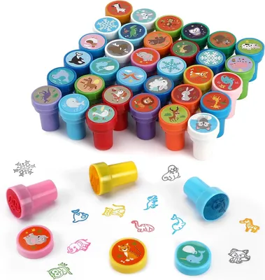 Produktbild von 36 Stempel für Kinder, mehrfarbiges Tierstempel-Set, selbstfärbende Stempel für Kinder, Geschenk für Kinder, Geburtstagsgeschenk