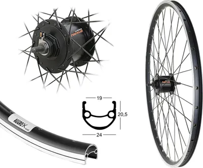 Produktbild von Aggro-X Vorderrad 28 Zoll Laufrad Hohlkammerfelge Shimano Nexus Nabendynamo 3 Watt schwarz