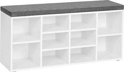 Weiße Schuhbank mit Sitzkissen - L104 cm