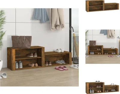 Image de vidaXL Armoire à chaussures Chêne fumé 150x35x45 cm Bois composite - Étagères à chaussures & Armoires à chaussures