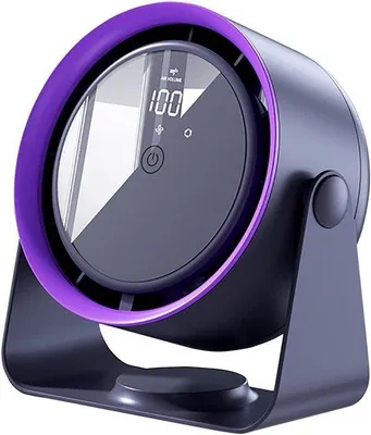 Obrázok produktu pre Prenosný tichý stolný ventilátor, 5 rýchlostí, dobíjateľný, LED displej, prenosný, do kancelárie