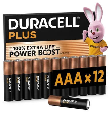 Produktbild von Duracell Plus, Einwegbatterie, AAA, Alkali, 12 Stück(e), Sichtverpackung