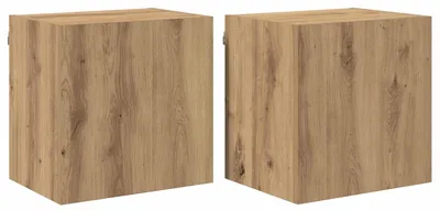 Image de vidaXL Étagères murales pour télévision, 2 pièces, bois composite imitation chêne artisanal