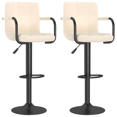Produktbild von 2 Barhocker Creme, höhenverstellbar, drehbar, mit Armlehnen, 48x47x(90-111) cm