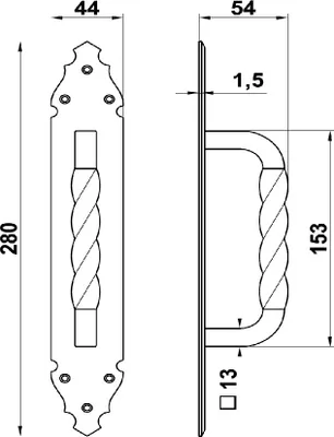 Produktbild von AMIG 102 Türgriff dekorativ 280x45mm Schwarz