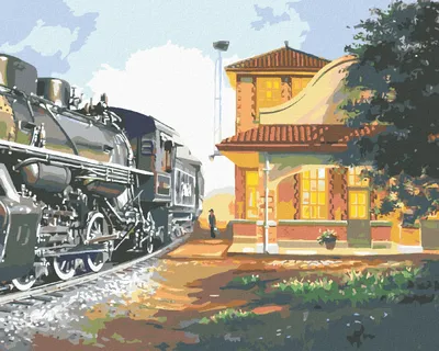 Produktbild von Zuty - Malen nach Zahlen - ZUG UND BAHNHOF (D. RUSTY RUST), 40x50 cm, mit Keilrahmen (bereits gespannt)