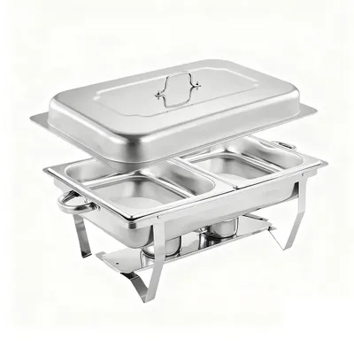 Produktbild von 1 er Set 9L Chafing Dish Buffet Set,Edelstahl Warmhaltebehälter Essen Speisewärmer,Buffet Wärmer Wärmebehälter Rechaud für Catering, Buffets,Party