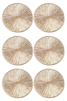 6 runde PVC-Platzsets, gold, Lochmuster, 10 cm, für Esstisch