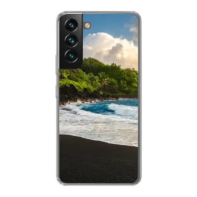 Produktbild von MuchoWow® Handyhülle Schutzhülle Hülle für Samsung Galaxy S22 Ein schwarzer Sandstrand auf Hawaii Silikon Softcase Handy Hülle - Mobiltelefonhülle