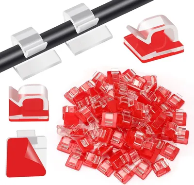 Produktbild von 60 Stück selbstklebende Kabelclips, selbstklebende Kabelhaken, Kabelmanagement-Halter für Wand-, Schreibtisch-, Heim- und Bürokabel